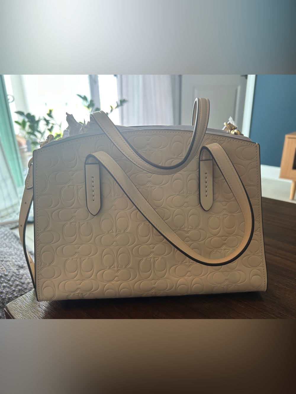 Coach Cream Embossed Signature Tote